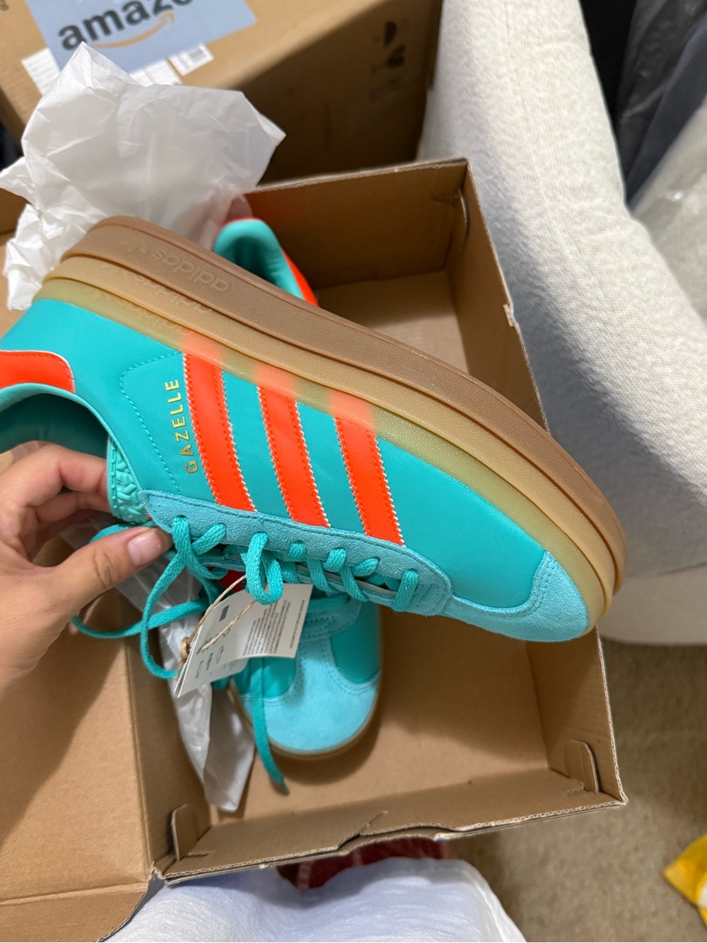 Adidas Gazelle Teal & Orange Sneakers - Picture 6 of 6
